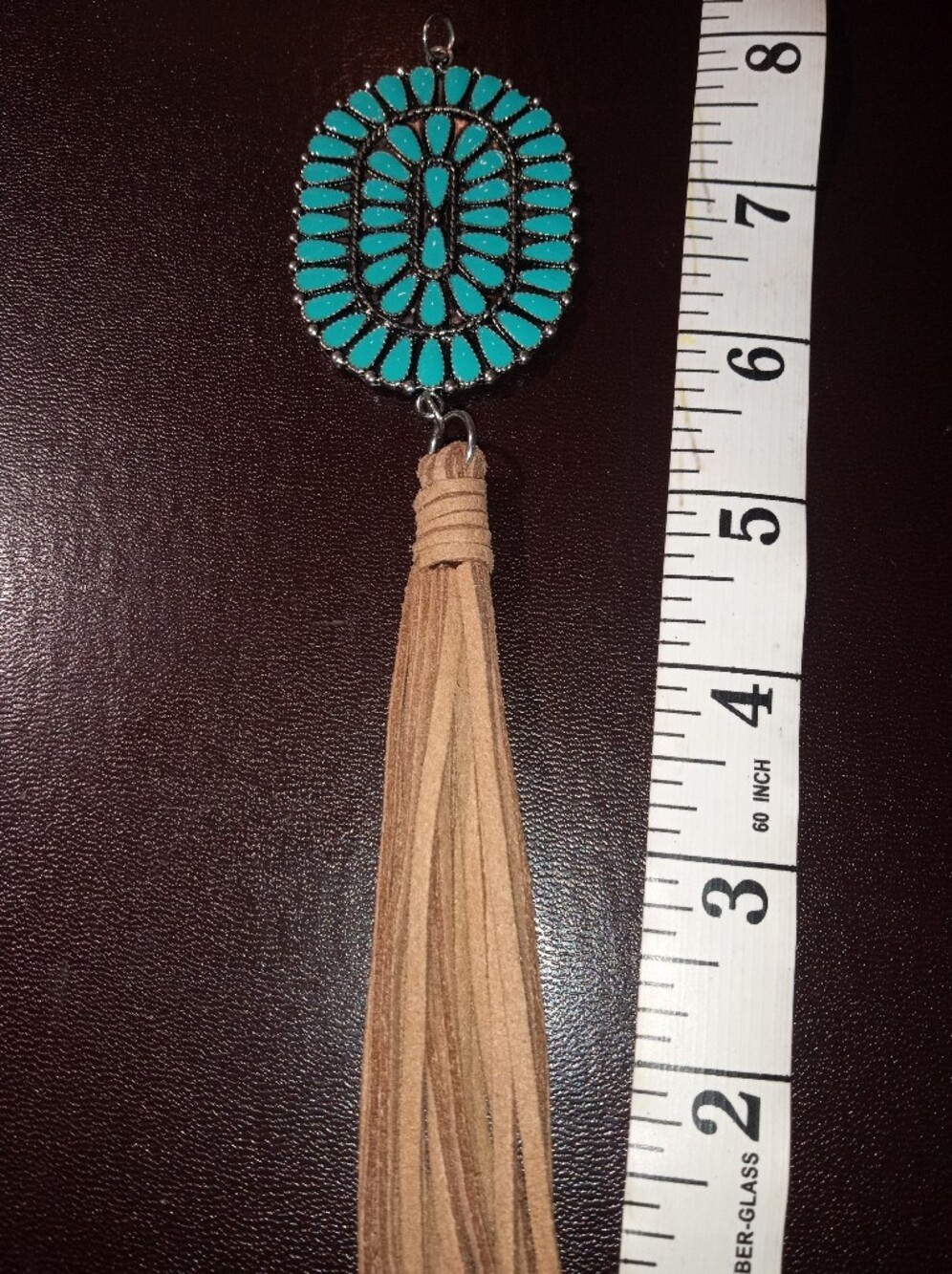 Turquoise Faux Floral Tassel Drop Pendant - Women Jewelry